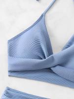 Bikini de Cintura Alta 2025 Traje de Baño de Halter para Mujeres Traje de Baño Sólido - details 7