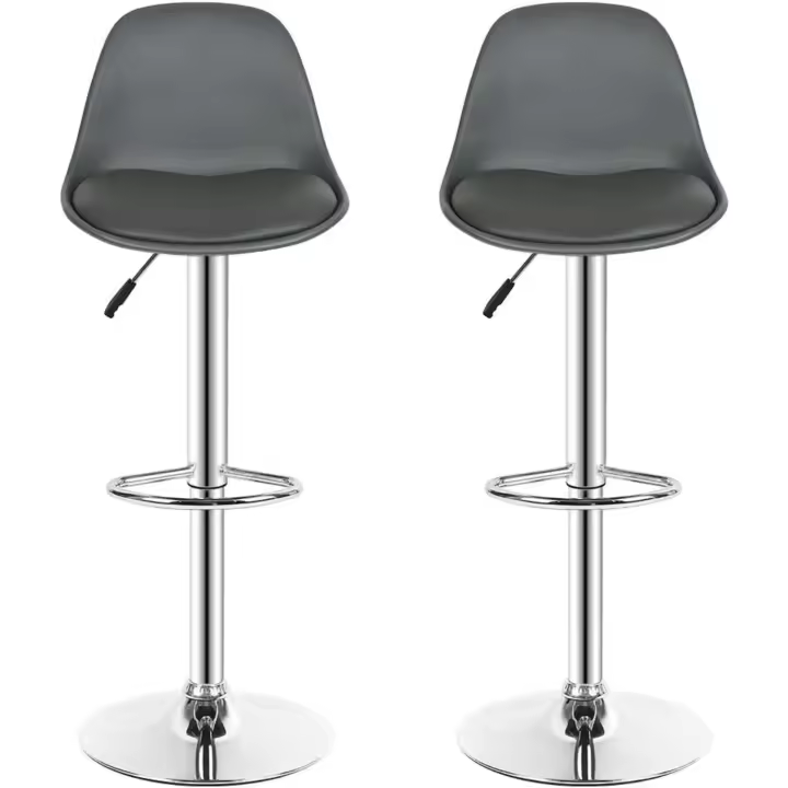 Cocina Regulable en Altura Taburetes de Bar con Respaldo Cuero Sintético+Plástico Sillas Altas Taburete - 1