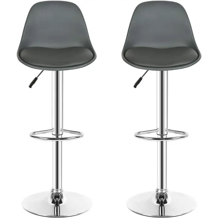 Cocina Regulable en Altura Taburetes de Bar con Respaldo Cuero Sintético+Plástico Sillas Altas Taburete - 1