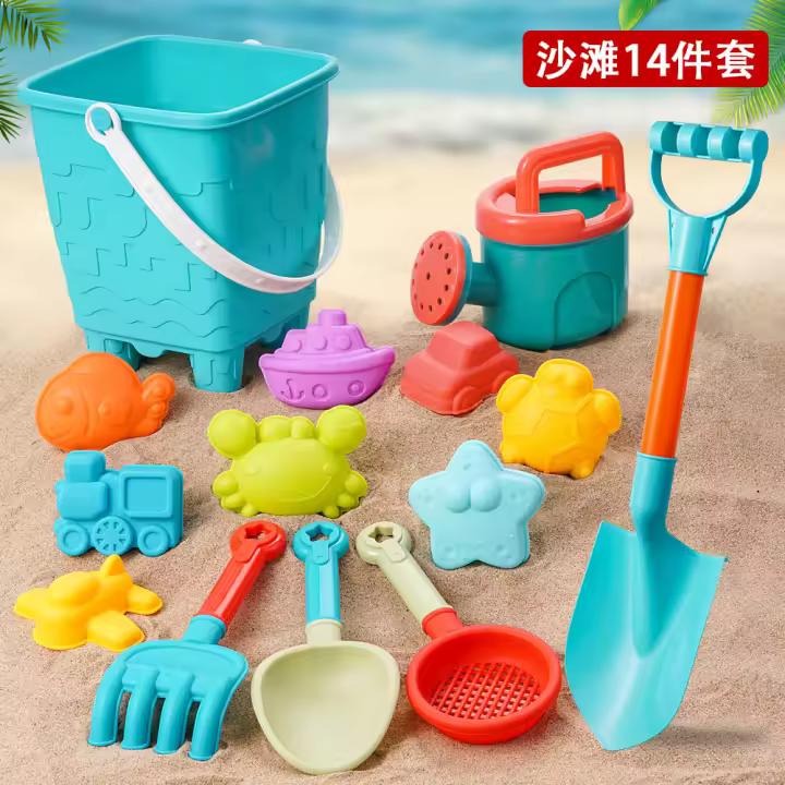 Conjunto de playa de verano, juguetes para niños, cubo de plástico para cavar arena, botella de riego, palas, juego de agua de playa para niños, herramientas de juguete - 1