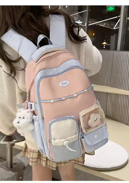 Mochila Escolar de Gran Capacidad Material de Nylon para Interiores y Exteriores - 1
