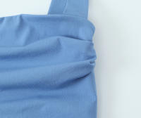 Ropa de mujer europea y americana plisada decorativa Midi vestido delgado azul - details 4
