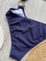 Traje de Baño de Una Pieza de Corte Alto Traje de Baño Liso de Hombro Único para Mujeres - details 11