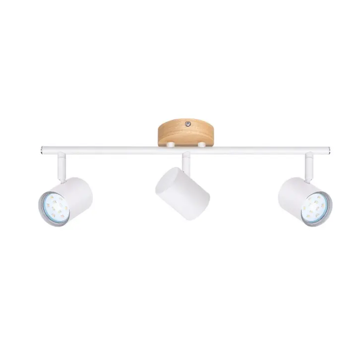CBJKTX Luz de Techo LED 3 Llamas - Luz de Techo Blanca Foco Giratorio GU10 Foco de Pared de Madera Foco de Pared para Sala de Estar - 1