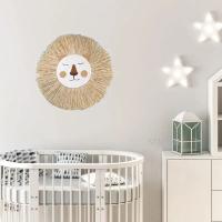 Decoración de pared de León hecha a mano, hilo de algodón, paja tejida, cabeza de Animal, adorno colgante de pared para guardería, decoración de habitación de bebé, 40cm - details 2