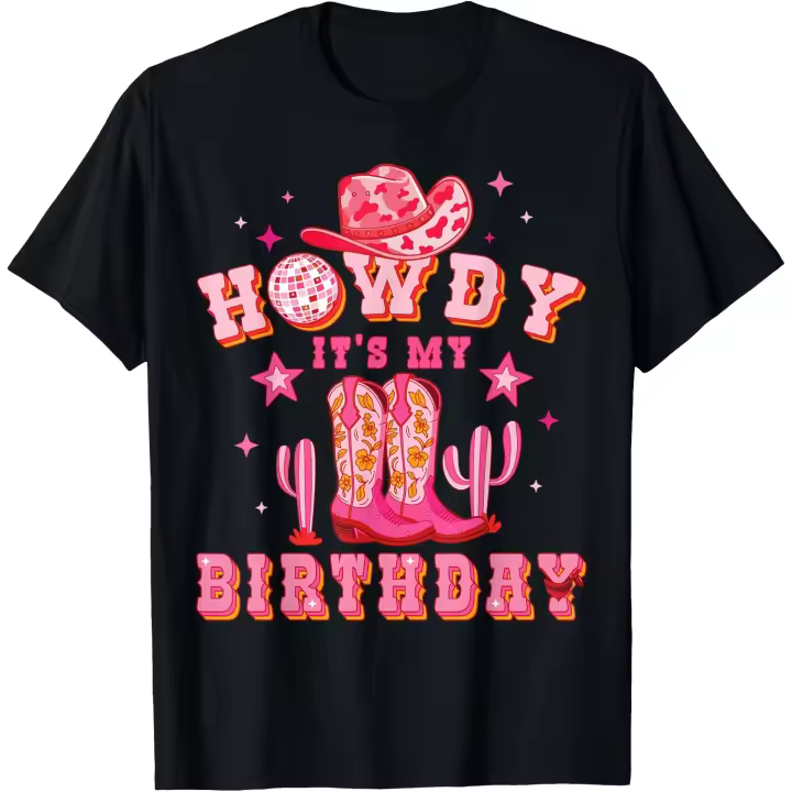 Hola es mi cumpleaños vaquera Western Rodeo niñas mujeres camiseta hombres camiseta - 1