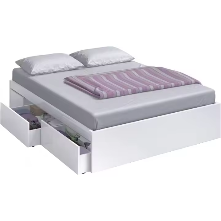 Habitdesign Estructura de Cama con 4 Cajones Doble Cama Modelo Kendra Acabado en Color Blanco - 1