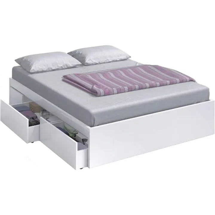 Habitdesign Estructura de Cama con 4 Cajones Doble Cama Modelo Kendra Acabado en Color Blanco - 1