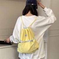 Mochilas con cordón de estilo coreano, diseño de nicho de Color en contraste, bolso de nailon suave ligero, bolso de hombro de gran capacidad de Color sólido - details 19