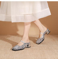 Zapatos Mary Jane de tacón medio con correa de una palabra de plata francesa - details 14