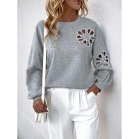 Nueva sudadera informal holgada, elegante blusa hueca para mujer, jersey de cuello redondo para promoción - details 0