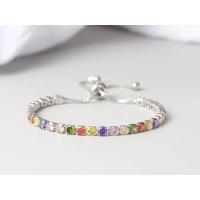 Pulsera de tenis Multicolor ajustable para mujer, brazalete de circonita colorida con arcoíris, cadena de mano, joyería - details 17