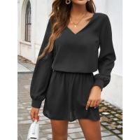 Vestido de manga larga para mujer, elegante color sólido, de moda, suelto, informal, barato - details 3