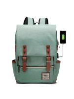 Mochila retro para ordenador portátil con puerto de carga USB, mochila de viaje impermeable para hombres y mujeres - details 0