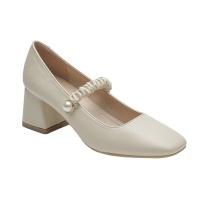 Zapatos Mary Jane elegantes para mujer, tacón medio de bloque grueso, zapatos Mary Jane de Punta cerrada, zapatos de vestir para fiesta de boda informales - details 3