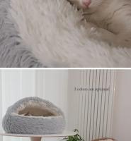 Saco De Dormir Para Mascotas Semi-Abierto Almohadilla Redonda De Peluche Suave 2 En 1 Calefacción Para Gatos Y Perros Nido De Descanso Cómodo Para Pequeños Animales - details 5