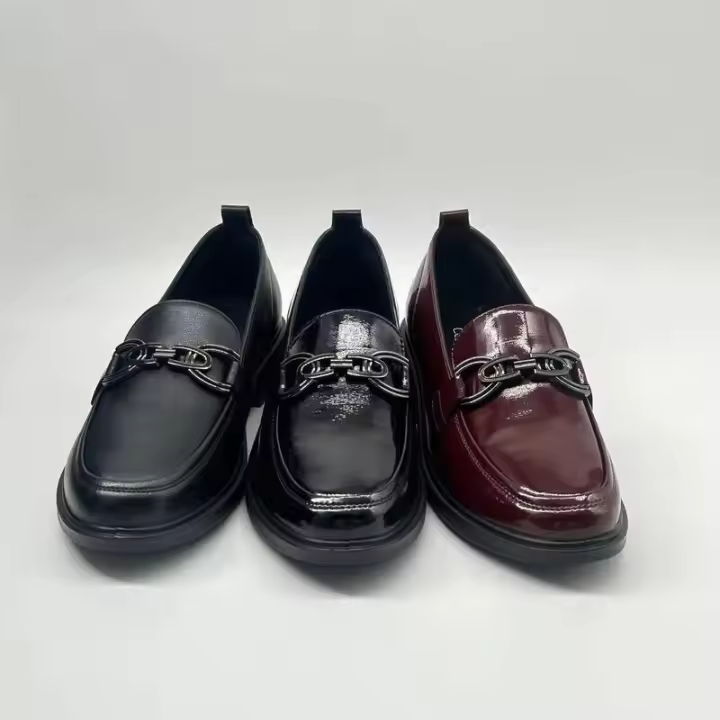 Zapatos planos de cuero negro de alta calidad para mujer, cómodos zapatos náuticos antideslizantes con punta de mula, plantillas de goma informales para varias niñas - 1