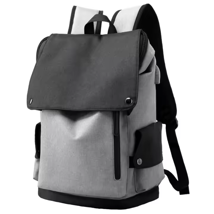 Mochila informal con tapa para hombre, bolsa impermeable con contraste de color ligero, para ordenador de 15,6 pulgadas, para estudiantes - 1