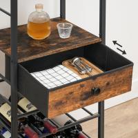 Estantería para Vinos de 6 Niveles con Cajón y Ganchos, Botellero para 16 Botellas con Portacopas y Estantes, Organizador de Botellas de Vino, Vintage y Negro EBF10JJ01 - details 6
