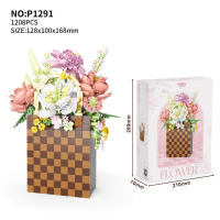 Bloques de construcción de flores eternas para decoración del hogar, bloques de construcción de bolsas creativas, juguetes de bloques en 3D, cesta de rosas para regalo - details 7