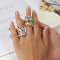 ZAKOL moda Murtilcolor Baguette anillos de circonia para mujeres Marquesa cristal hombres anillo boda fiesta joyería regalo - details 1