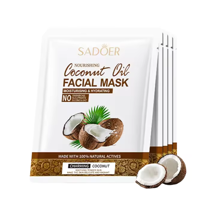 Mascarilla Facial de Coco SADOER Hidratante, Reafirmante, Nutritivo 5pcs Belleza para la Piel - 1