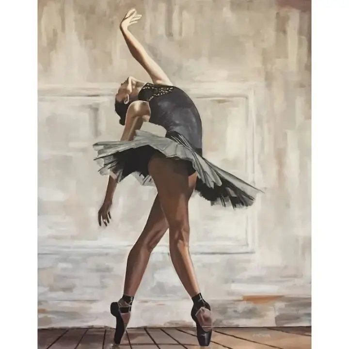 Ruopoty-pintura por números en lienzo para adultos, kit de pintura de pared pintada a mano para niña de Ballet, decoración del hogar - 1