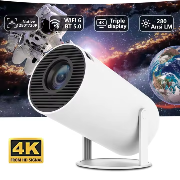 Proyector Portátil 4K Ultra HD HY300 Max 1280x720P Android 11 Wifi6 280Ansi LED Cine en Casa - 1
