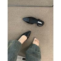 Bolso de tacón bajo sandalias de cabeza de las mujeres francés suave noche desnudo cabeza puntiaguda pequeño estilo fragante señora tacón grueso temperamento vacío zapatos individuales - details 10