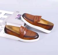 Zapatos informales de cuero para hombre con punta redonda de piel de vaca para otoño, nuevos zapatos de moda con patrón sólido para hombre - details 13