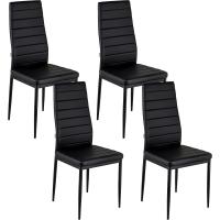 Sillas de Comedor de 4 Piezas Elegantes Resalto Alto, Asiento Ergonómico, Diseño Decorativo de Costuras, Material de Piel Sintética, Estructura de Acero - details 0