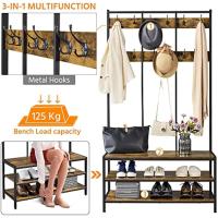Entrada Recibidor Recibidor Perchero de Industrial con 12 Ganchos Dobles Perchero de Pie para Sala de Estar 100×40×185cm Marrón Rústico - details 5