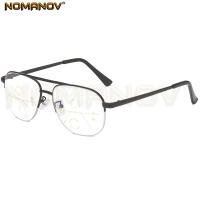 Double Bridge Pilot Frame Men Women Transparent N Grey Lens Progressive Multifocus Reading Glasses Add 75 100 150 175 200 To 400 - details 3
