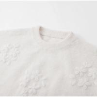 Jersey informal de punto con bordado de Jacquard blanco para mujer, Jersey holgado de manga larga con cuello redondo elegante, jersey de viaje para señora nueva 2024 - details 3