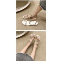 Estilo famoso sandalias de suela plana zapatos de mujer 2025 verano nuevo conjunto de borla de perlas sandalias romanas de suela plana con punta - details 6