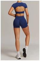 Conjunto de Gimnasio Yoga UDS para Mujeres Ropa de Entrenamiento de Manga Corta, Camisón Largo, Monos de Camping PIESS, Shorts de Correr - details 8