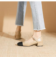 Zapatos de tacón grueso con boca baja y punta cuadrada Xiaoxiangfeng - details 16