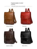 Mochila de piel blanda retro Pu para hombres y mujeres, bolsa de computadora de gran capacidad, mochila universitaria, mochila de cercanías - details 4