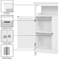 Mueble Auxiliar de Baño con Puerta Mueble Baño de Madera con Estante Ajustable 60x30x80 cm Blanco - details 3