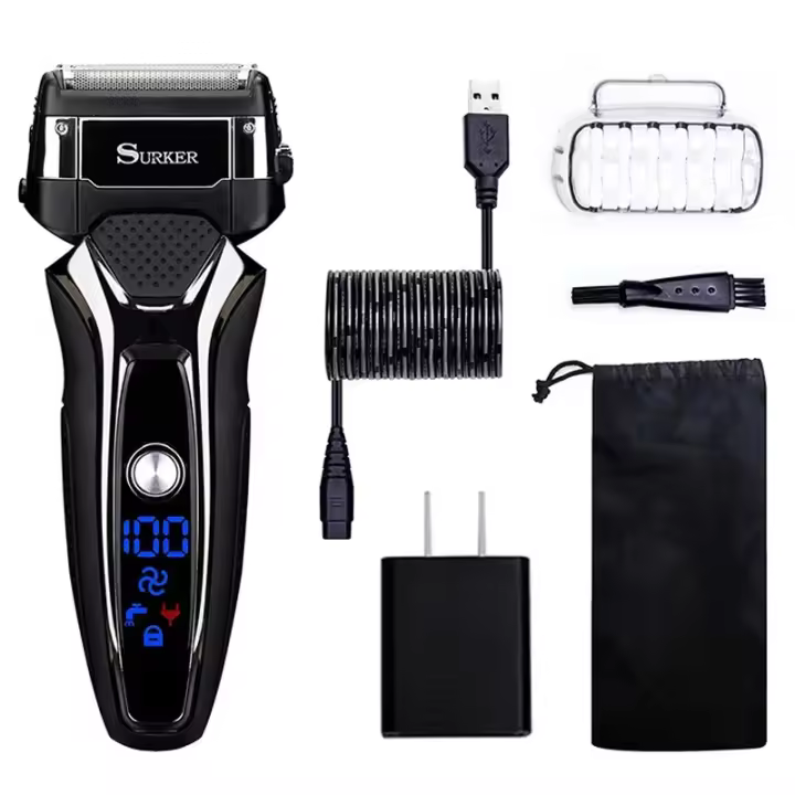 Afeitadora eléctrica recargable en seco y húmedo para hombres, recortadora de barba, maquinilla de afeitar para el cuidado facial - 1
