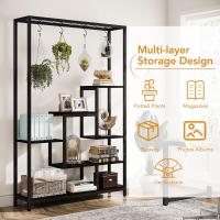 Soporte alto para plantas de interior de 5 niveles, estante de metal de 180 cm con 10 ganchos para colgar en S, estante de exhibición multiusos para bonsái de flores para interiores - details 22