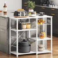 Cocina Mueble para Almacenamiento de Cocina Estantes de Cocina con Ganchos para Almacenamento Estante de Horno de Microondas,Estanterías de Cocina con 3+3 estantes Blanco - details 2