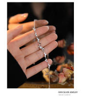 S999 Pulsera con lazo de circón brillante, joyería de plata pura, ligera, versátil, elegante y dulce para chica - details 6