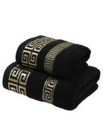 Juego de 2 uds. De toallas deportivas bordadas de algodón 100% negro para baño, regalo de Navidad, uso doméstico y hotelero - details 11