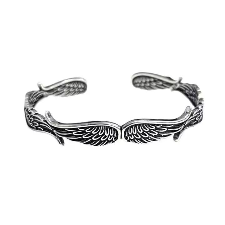 Pulseras Ajustables para Hombres con Alas de Ángel Diseño Retro Europeo de Plumas, Joyería Moderna para Hombres, Regalos 2025 - 1