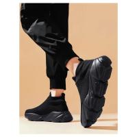 Zapatos Deportivos Con Plataforma A La Moda Para Hombre, Zapatillas Informales De Punto Rojo De Alta Calidad, Zapatillas Para Correr Ligeras Y Transpirables Sin Cordones Para Hombre - details 11