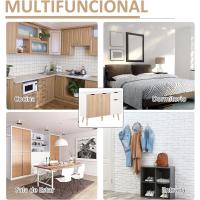 Aparador para Salón con 3 Puertas y Cajón Mueble Auxiliar para Salón Cocina Dormitorio 90x30x72 cm Blanco y Natural - details 6