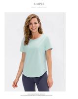 Camiseta deportiva lisa de manga corta para mujer, Top holgado para Fitness, camiseta de gimnasio - details 6