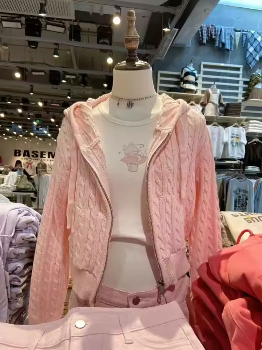 Cárdigan de punto con flores retorcidas para mujer, suéter de manga larga con capucha y cremallera, abrigo corto, ropa de calle, suéteres de moda, - 1