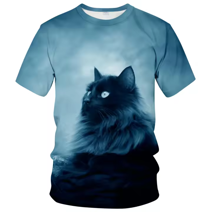Camiseta con estampado 3D de gato para hombre y mujer, camiseta de manga corta con patrón de serie animal, novedad - 1